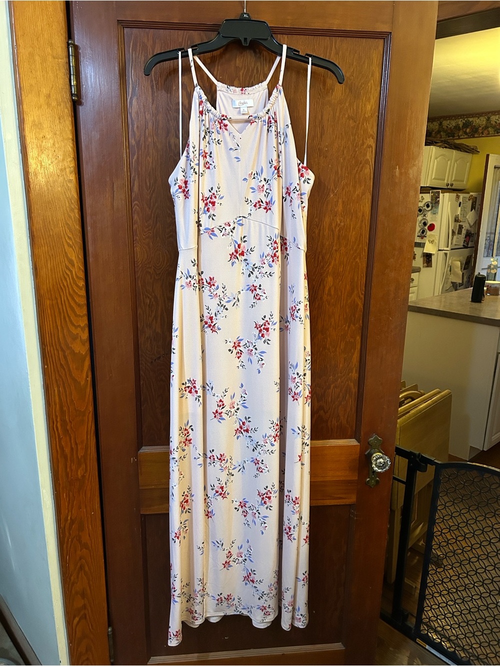 Candie’s Pink Floral Maxi Dress with Slits XL